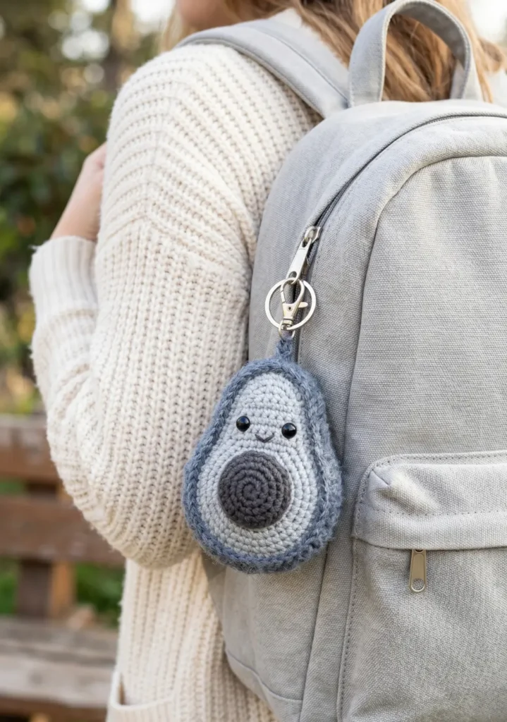 Mini Avocado Crochet Keychain