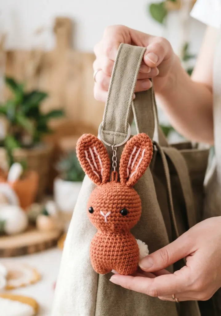 Mini Bunny Crochet Keychain