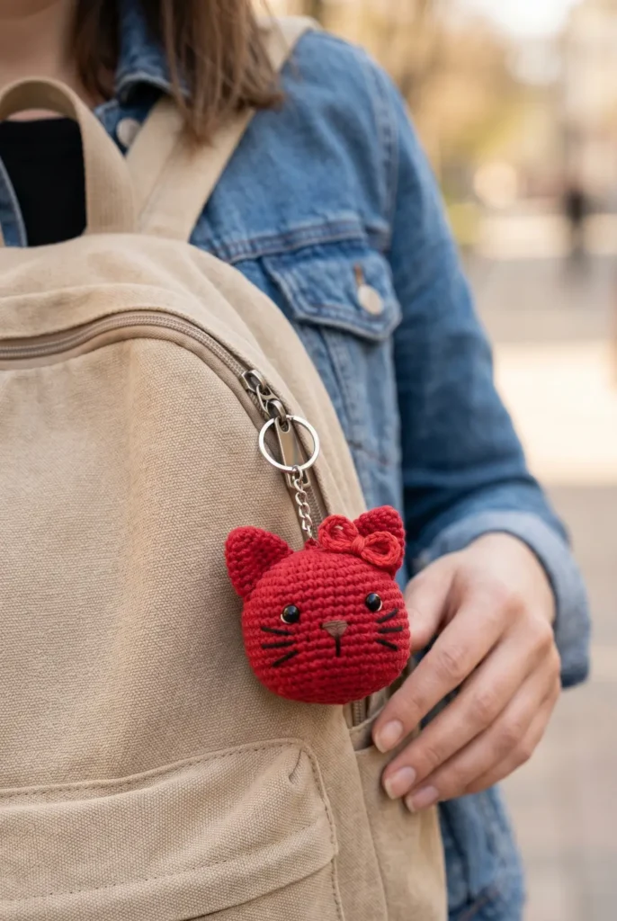 Mini Cat Crochet Keychain