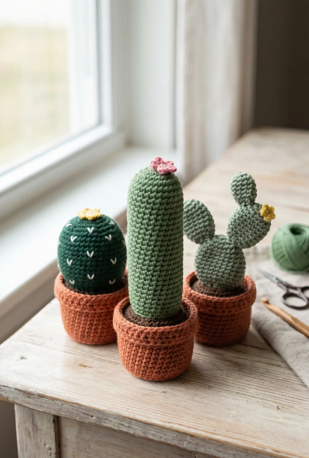 Mini Crochet Cactus Decor