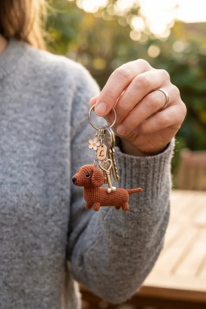 Mini Dachshund Crochet Charm