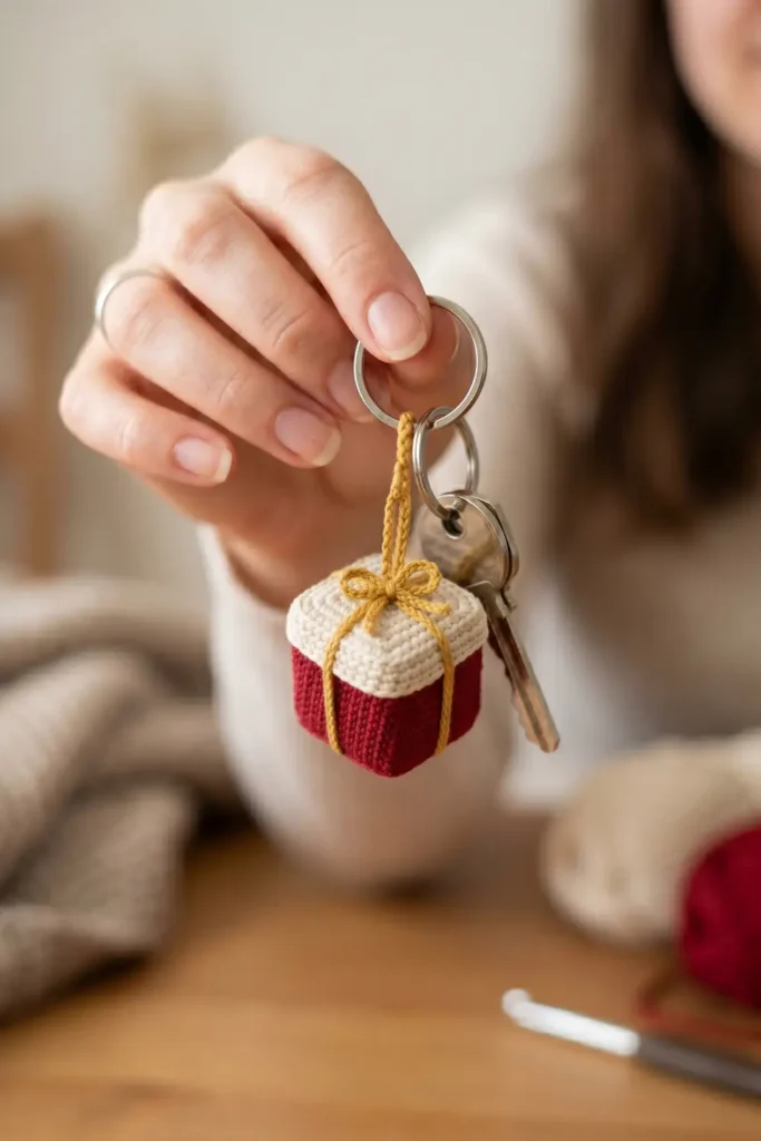 Mini Gift Box Crochet Keychain Charm