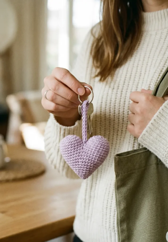 Mini Heart Crochet Keychain