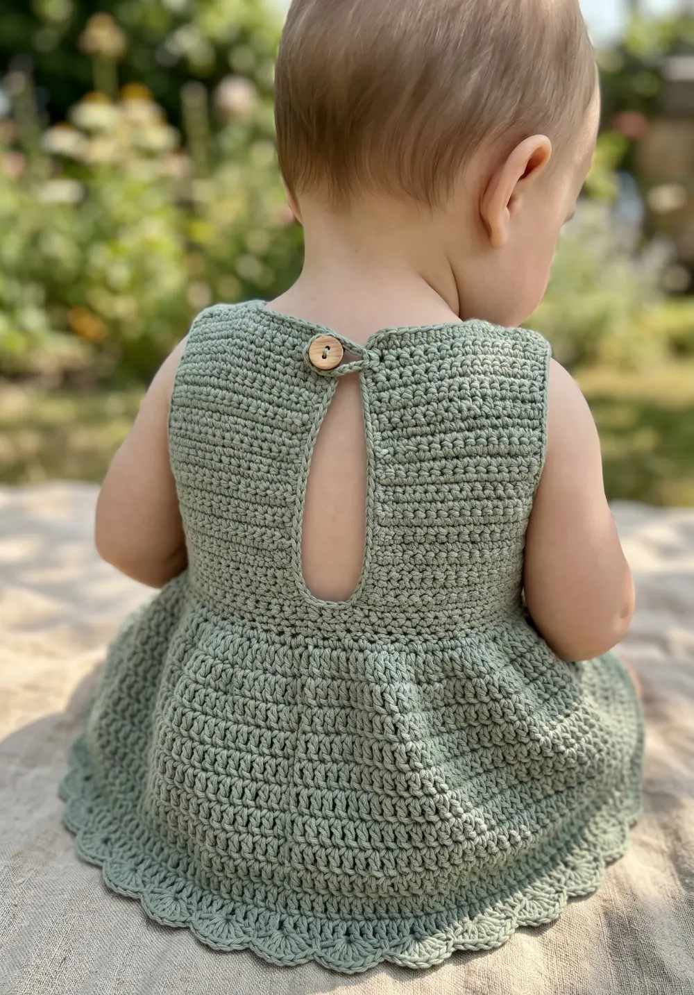 Open-Back Crochet Baby Dress