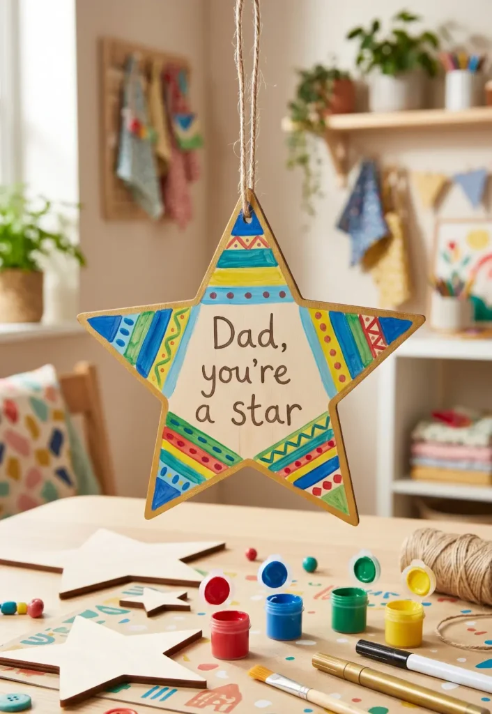 Painted Wooden Star for Dad