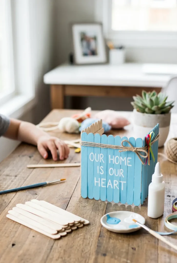 Popsicle Stick Mini Fence Craft