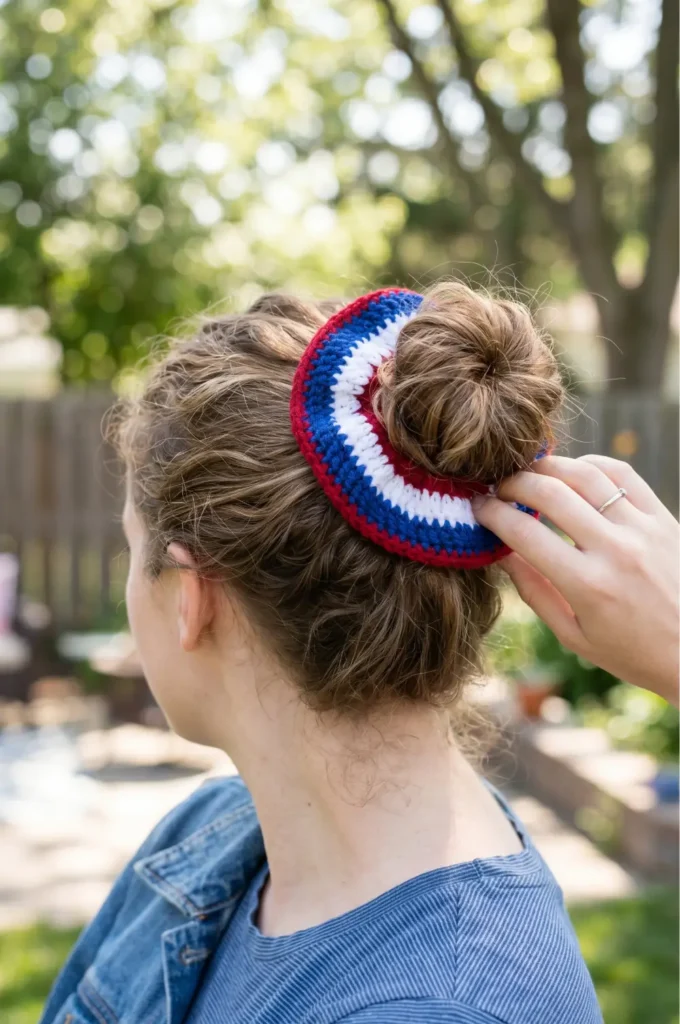 Red, White & Blue Crochet Scrunchie