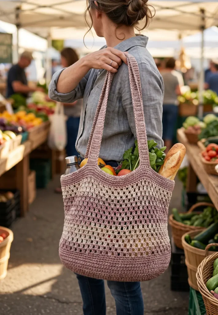 Reusable Crochet Grocery Bag Design