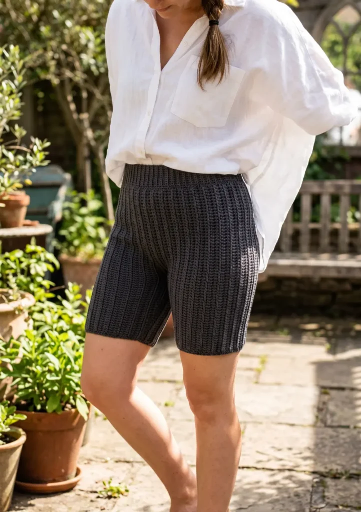 Ribbed Crochet Bike Shorts