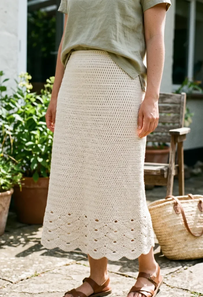 Scalloped Hem Crochet Skirt