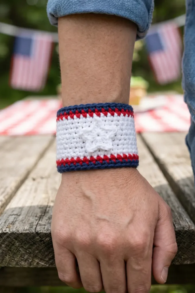  Simple Patriotic Crochet Wristband