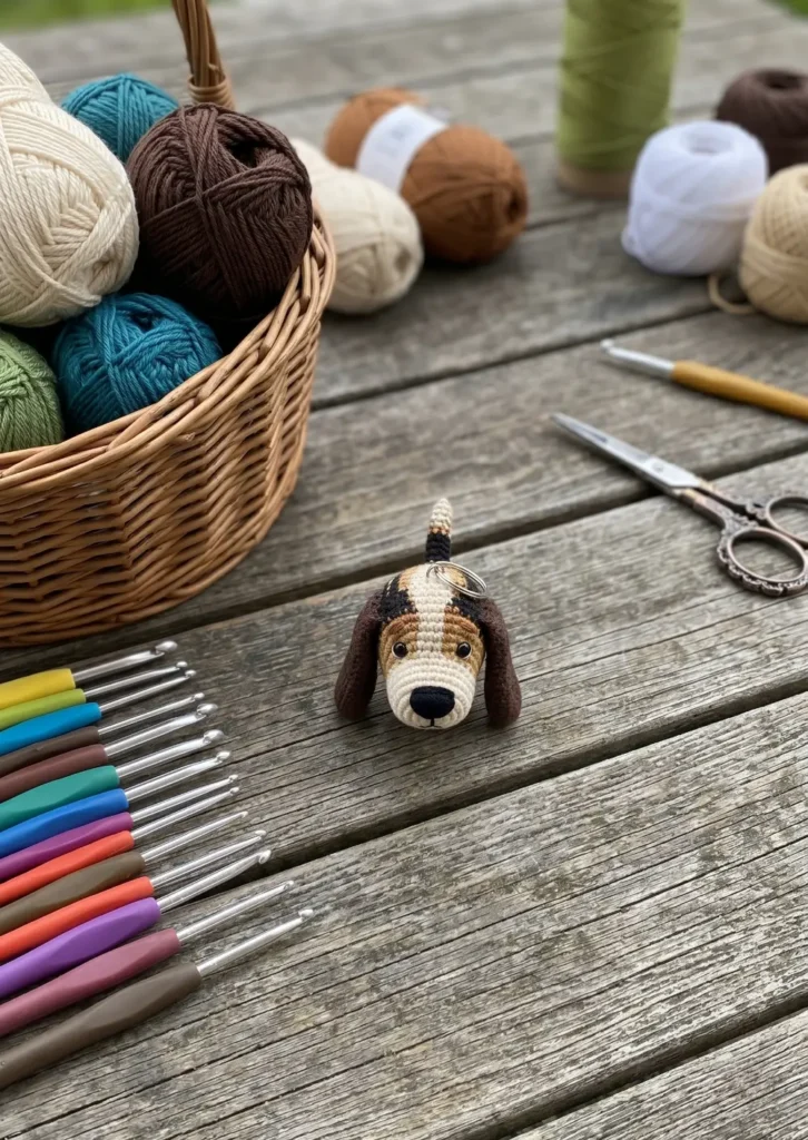 Small Beagle Amigurumi Keychain