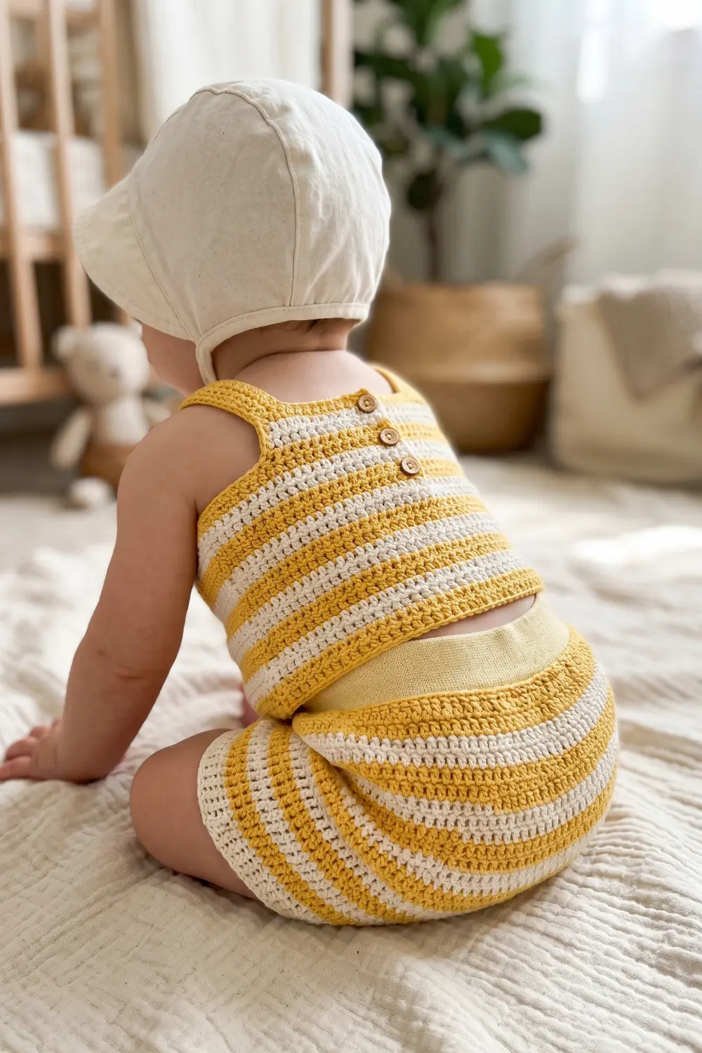 Striped Cotton Crochet Baby Set