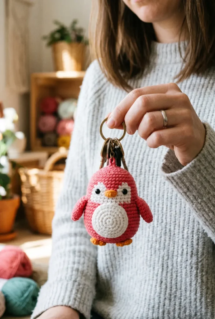 Tiny Penguin Crochet Keychain