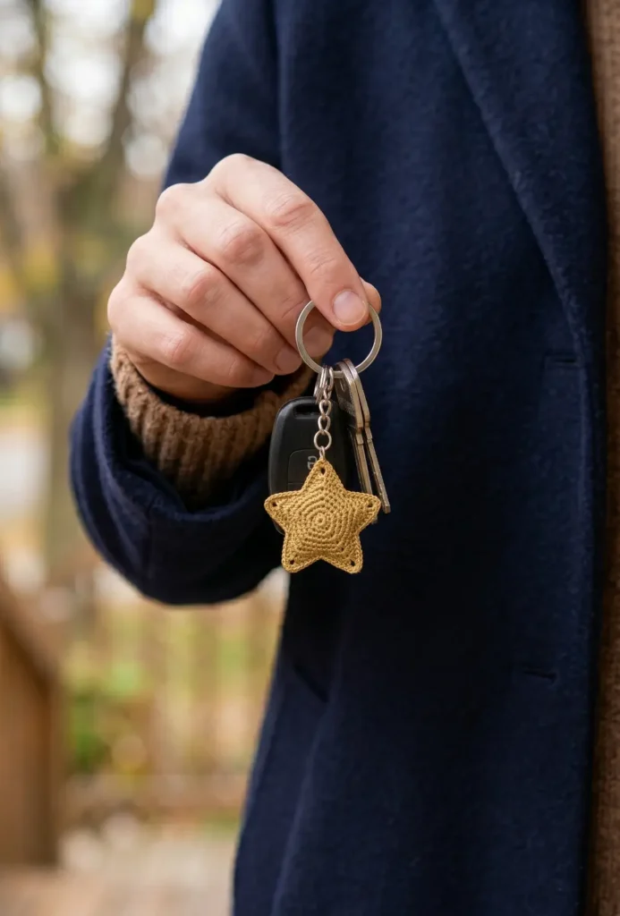 Tiny Star Crochet Keychain Gift