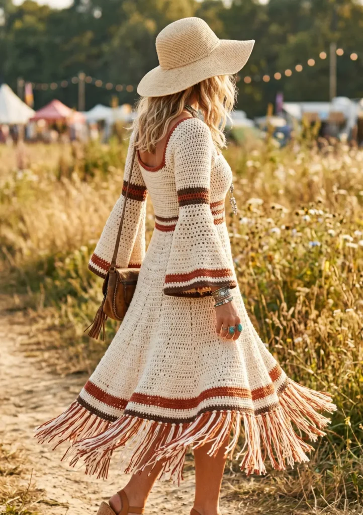 Vintage-Inspired Crochet Boho Dress