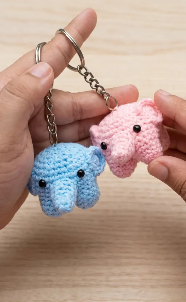 Baby Elephant crochet Amigurumi keychain
