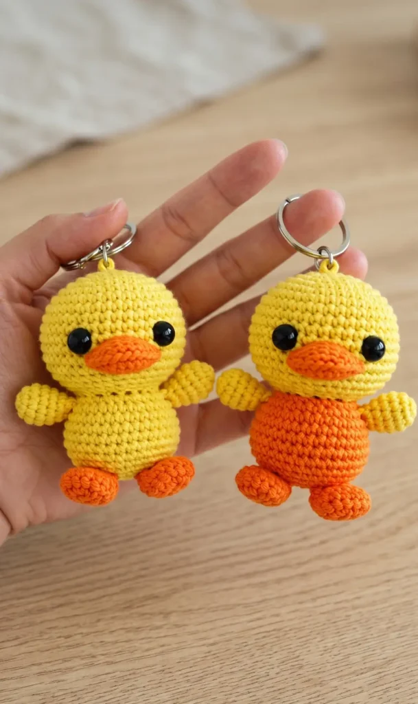 Crochet Kawaii Duck Keychain Plushie