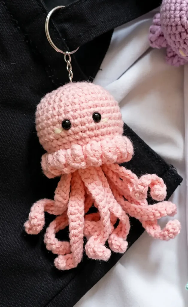 Crochet No-Sew Jellyfish and Octopus Keychain Plushie