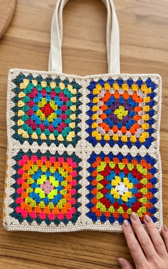 Crochet granny square bag
