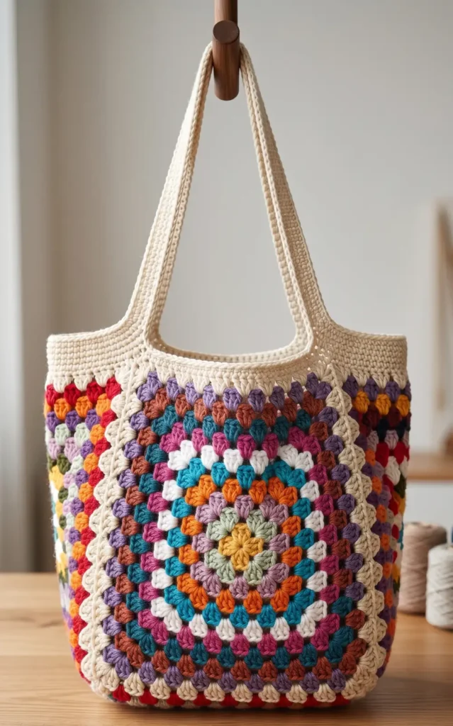 1: Granny Square Beach Bag