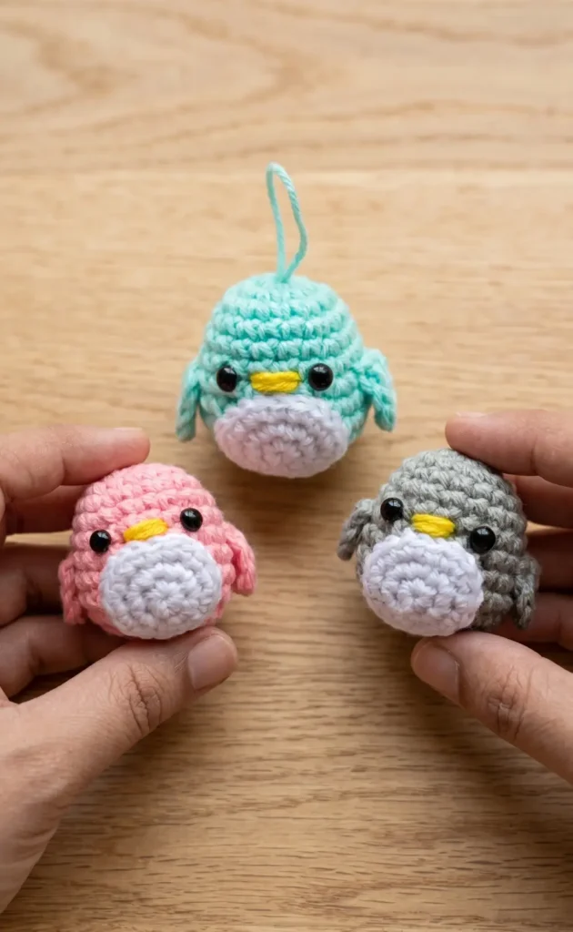 Mini Penguin crochet Amigurumi keychain