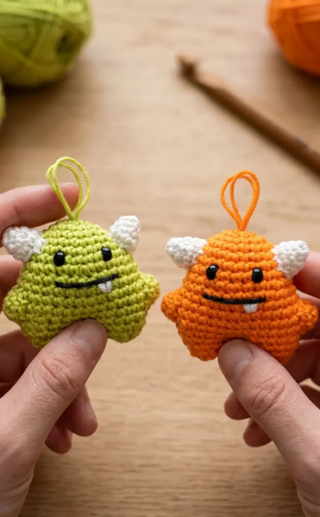 Mini monster Amigurumi crochet keychain pattern