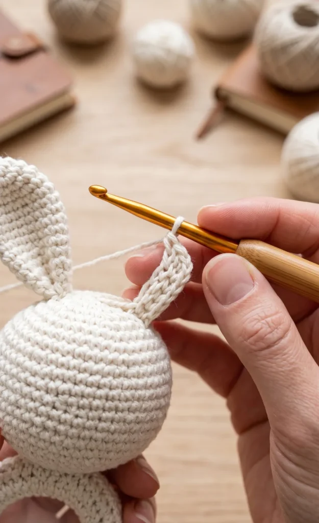 Bunny amigurumi rattle easy to make with few materials