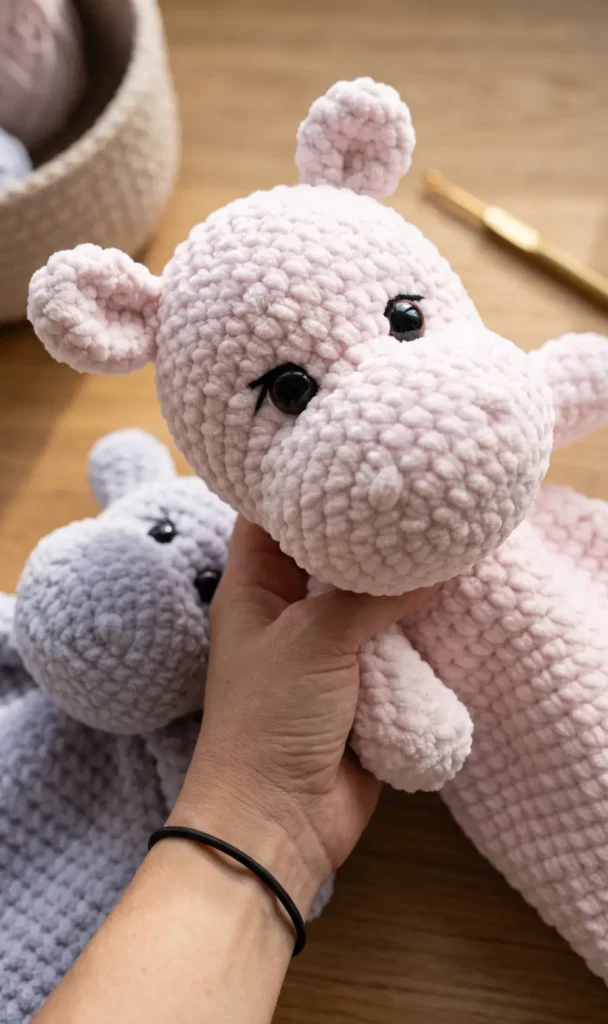 Crochet HIPPO lovey snuggler