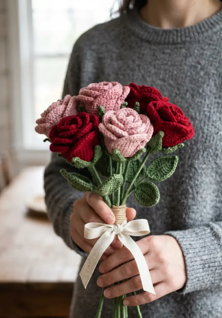 1. Crochet Rose Flower Bouquet