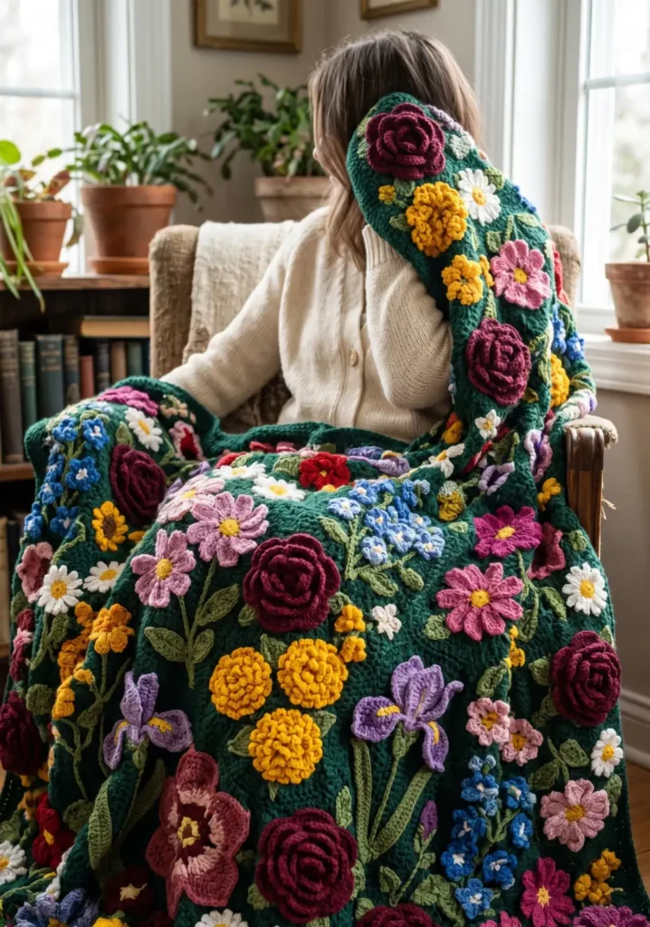 13. Cottage Garden Bouquet Blanket Idea