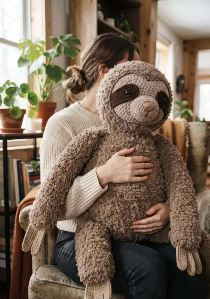 13. Giant Crochet Sloth Plushie