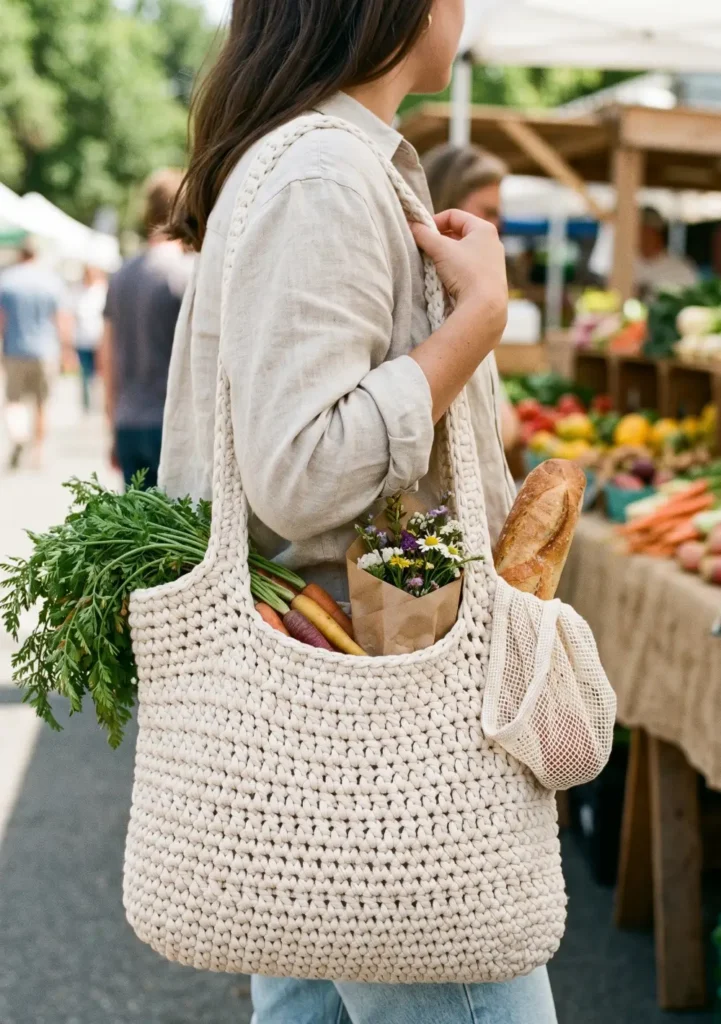 14. Chunky Crochet Market Beach Tote