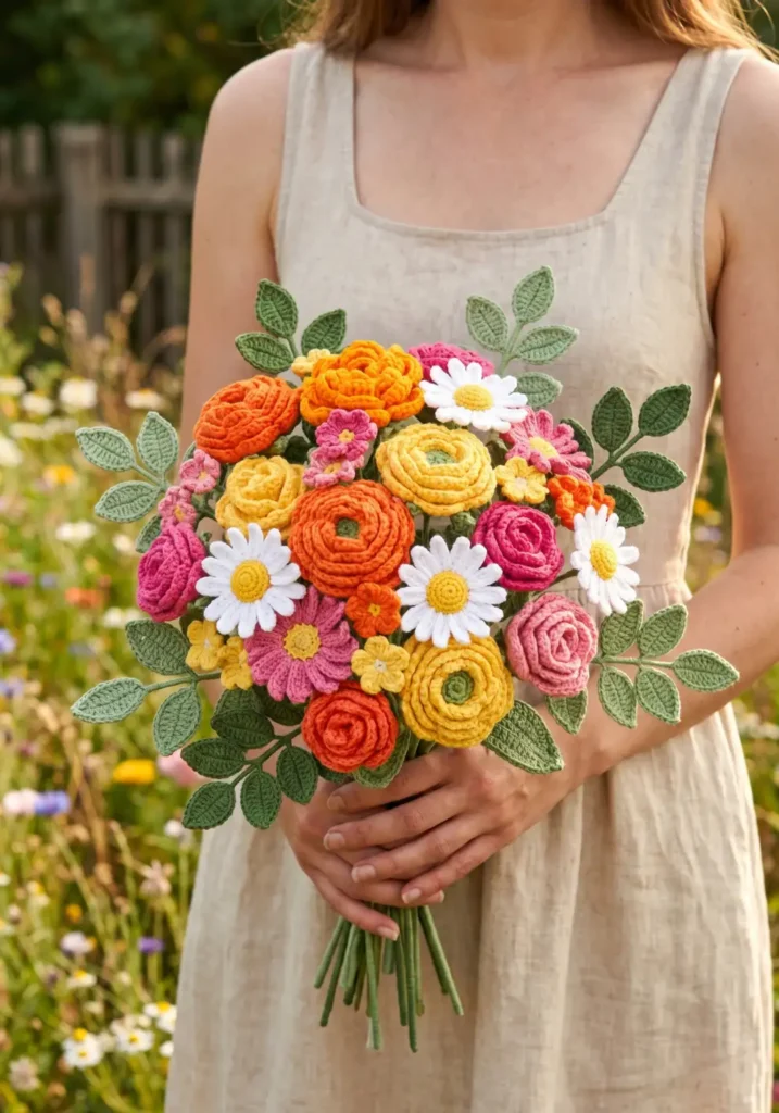 14. Crochet Summer Flower Bouquet