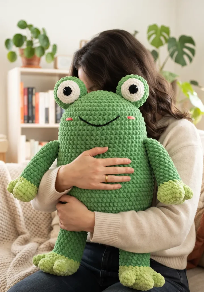 16. Big Crochet Frog Plushie