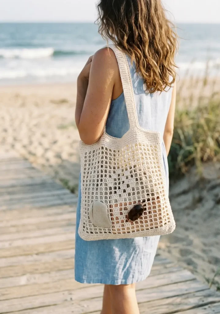 17. Open-Weave Crochet Beach Bag