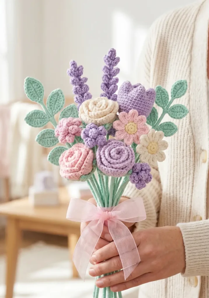 18. Crochet Baby Shower Flower Bouquet