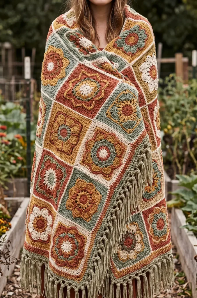 19. Boho Flower Bouquet Blanket Pattern