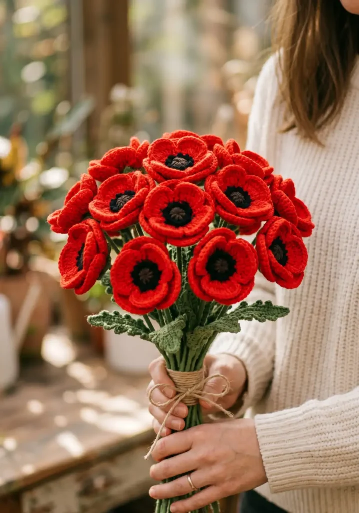 19. Crochet Poppy Bouquet