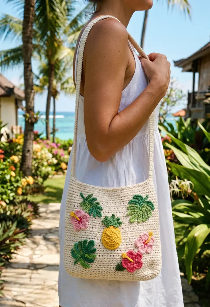19. Tropical-Inspired Crochet Bag Design