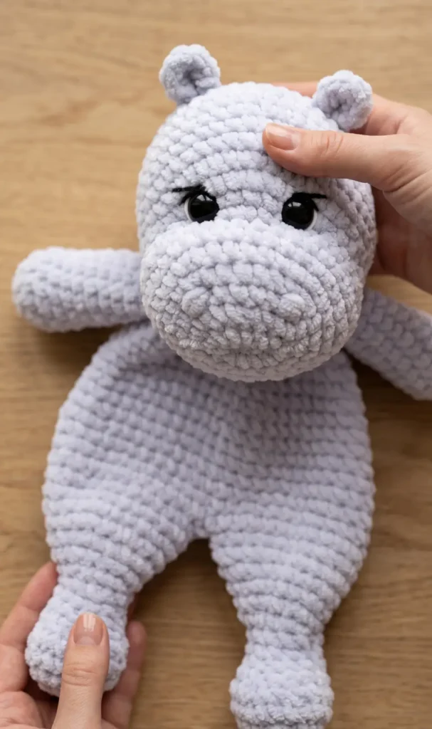 Crochet HIPPO lovey snuggler