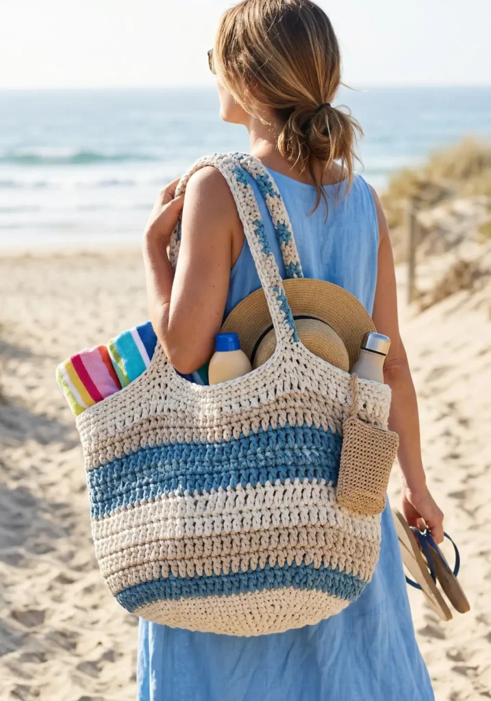 2. Oversized Crochet Beach Bag Ideas