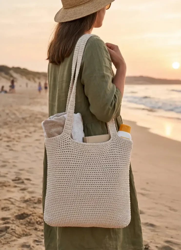 20. Beginner-Friendly Crochet Beach Tote