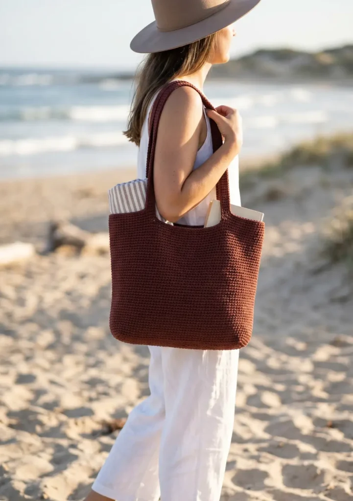 23. Minimalist Crochet Beach Carry Bag