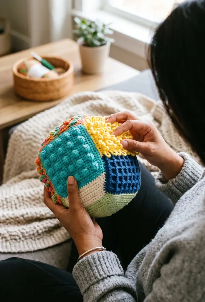 24. Crochet Baby Sensory Cube Toy Pattern