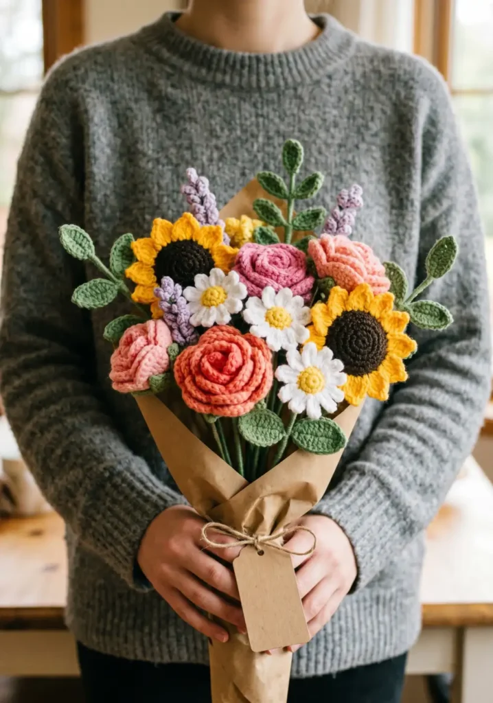 24. Crochet Birthday Flower Bouquet