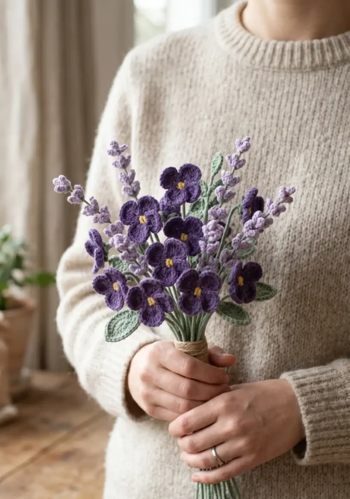 25. Crochet Violet and Lavender Bouquet