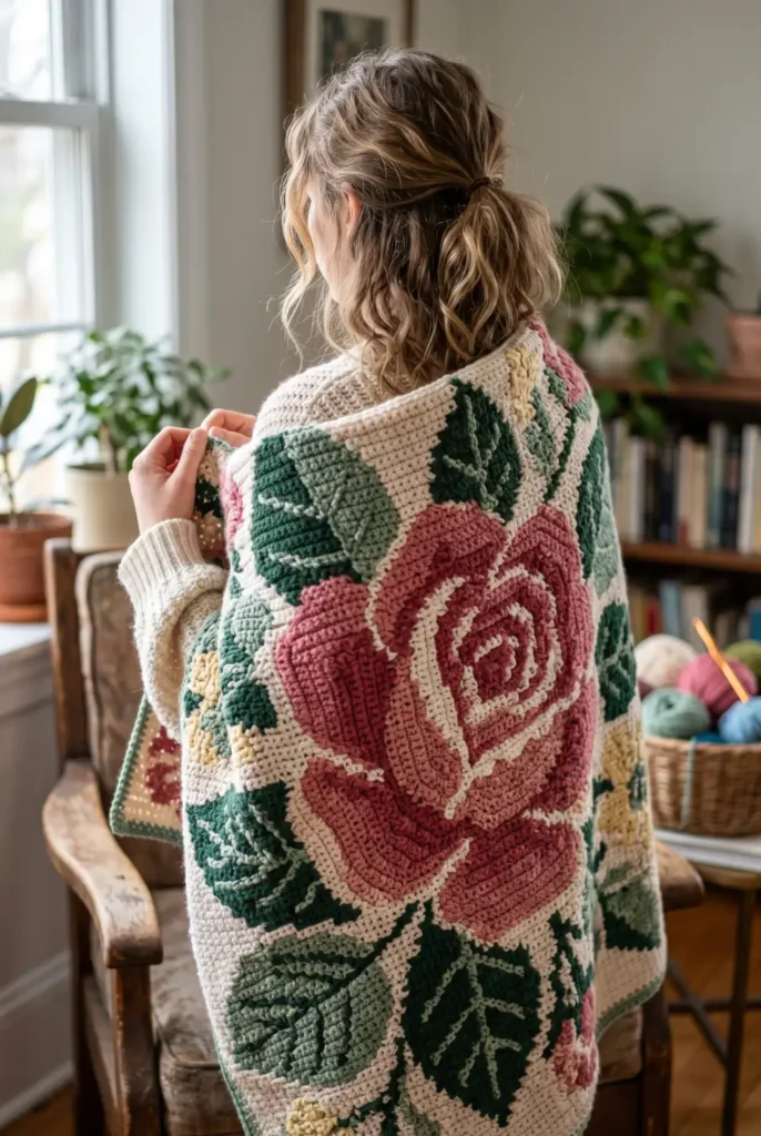 25. Large Bloom Bouquet Blanket Design