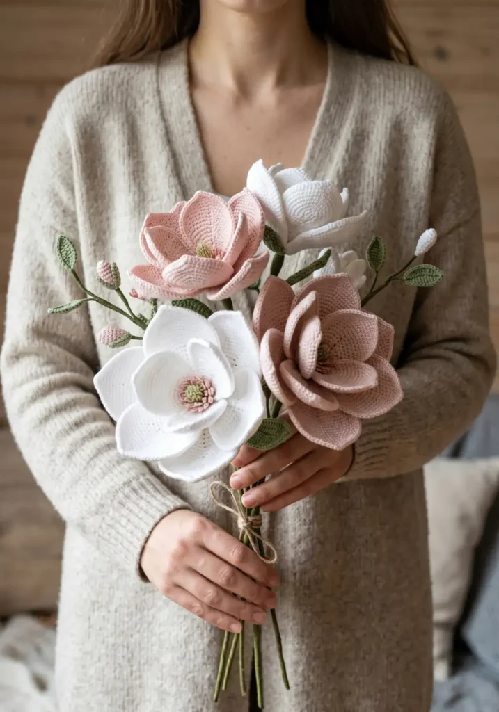 29. Crochet Magnolia Flower Bouquet