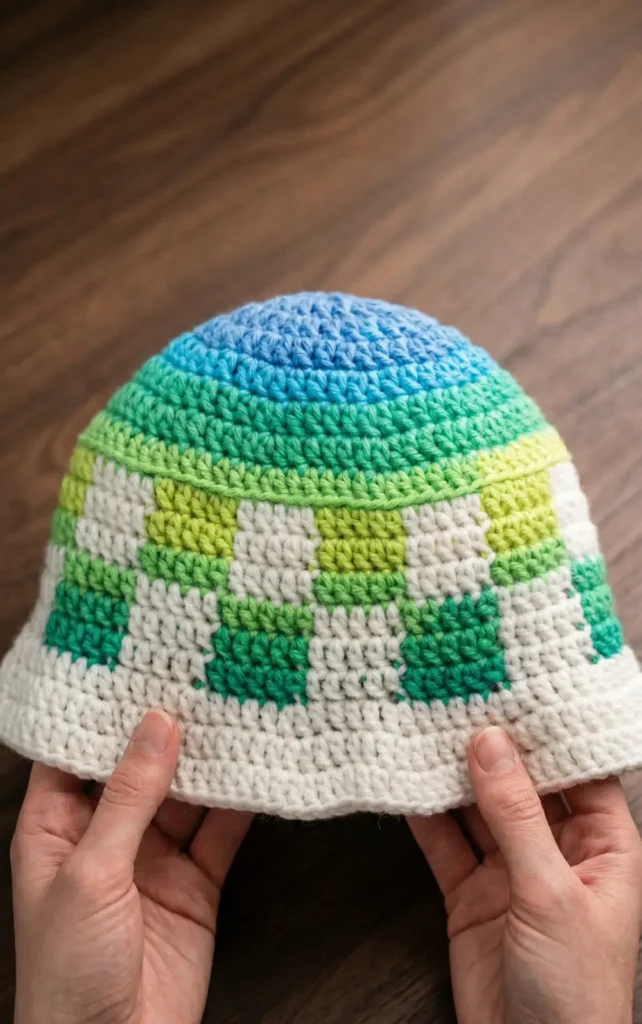 Crochet Checkered Bucket Hat Tutorial